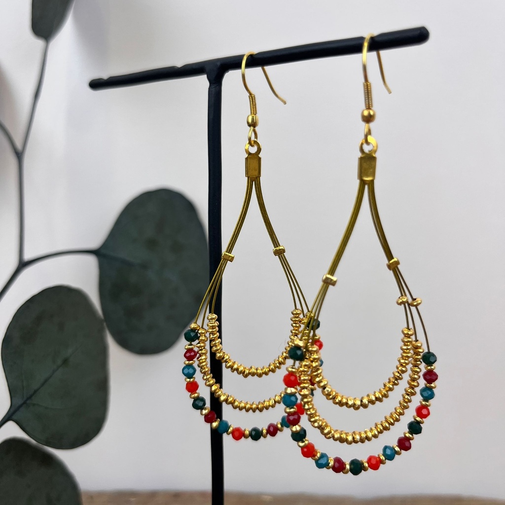 [NATA-ECD217] Boucles d'oreilles 'Isis' Multicolore - Laiton Doré - Nataraj