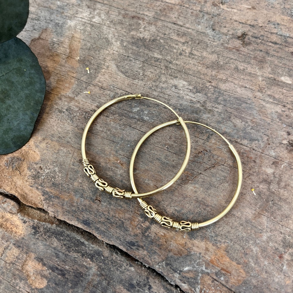 [NATA-ECE201] Boucles d'oreilles créoles 'Sandhu' - Laiton Doré - Nataraj
