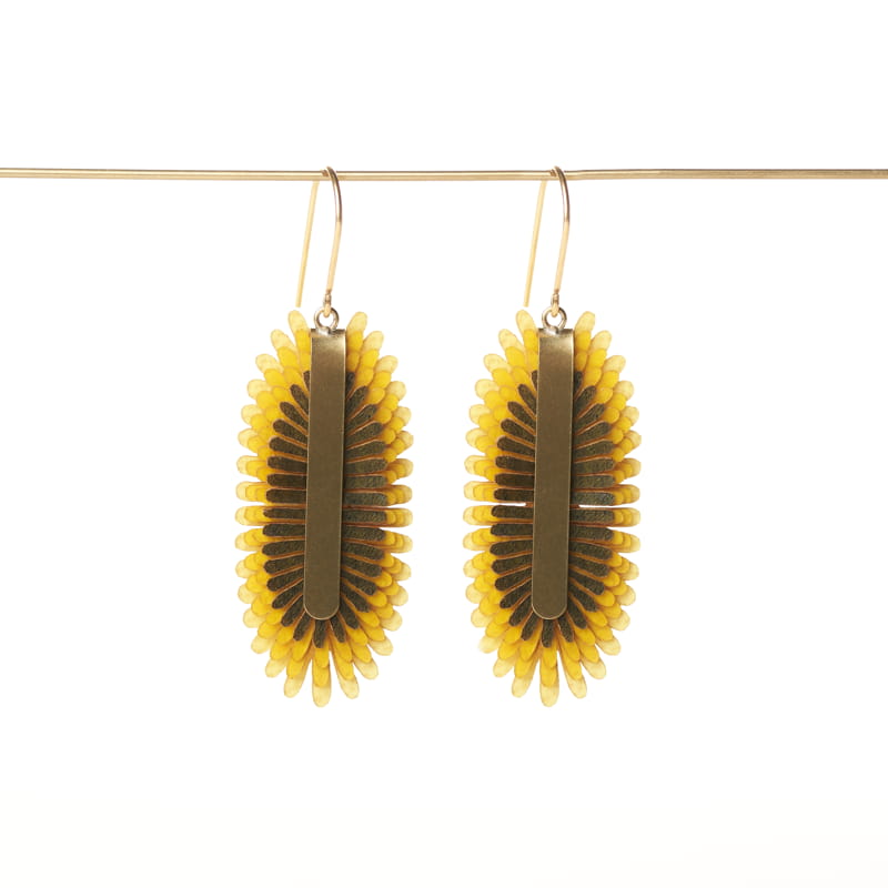 [PACA-PAL-PD019-JAUN] Boucles d'Oreilles Jaunes 'Areca 2' - Paca Peca