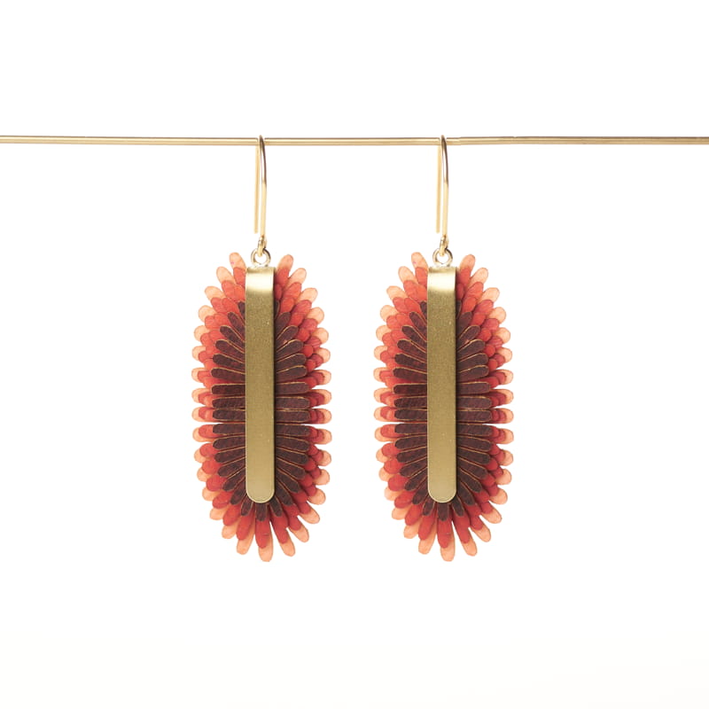 [PACA-PAL-PD019-ROUG] Boucles d'Oreilles Rouges 'Areca 2' - Paca Peca