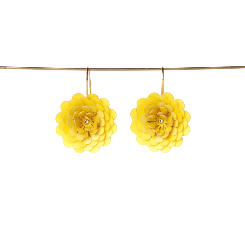 [PACA-PIL-PD007-JAUN] Boucles d'Oreilles Jaunes 'Pilea Pompon Corto' - Paca Peca