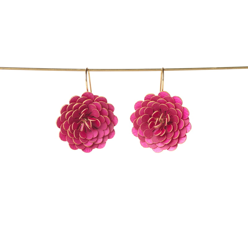 [PACA-PIL-PD007-MAUV] Boucles d'Oreilles Mauves 'Pilea Pompon Corto' - Paca Peca