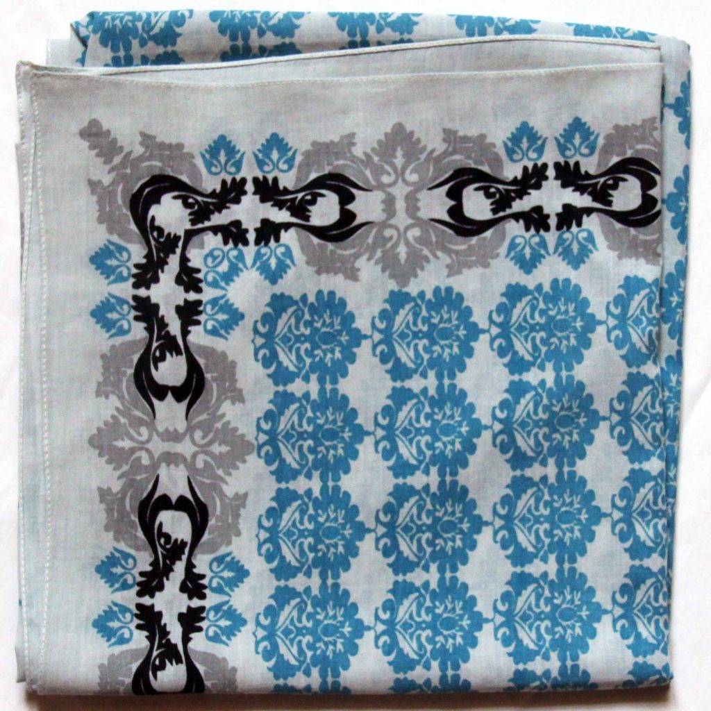 [LBV-0049] Foulard 'Trianon' Bleu - Coton - Les Belles Vagabondes