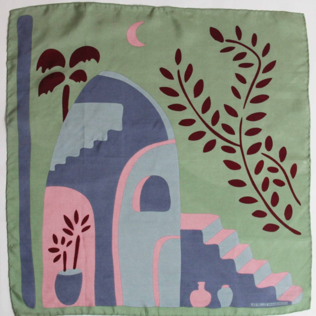 [LBV-0053] Foulard 'Kasbah' Vert - Soie - Les Belles Vagabondes