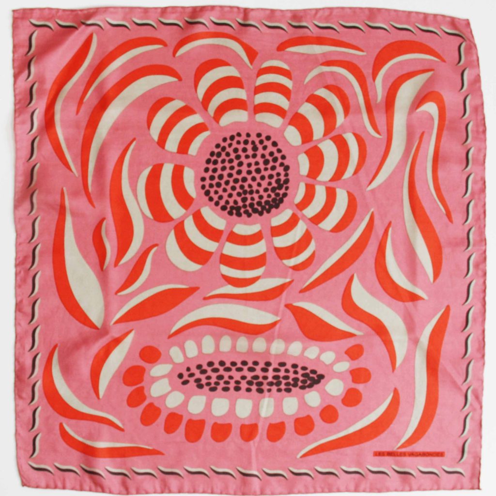 [LBV-0055] Foulard 'Forget-me-not' Rose - Soie - Les Belles Vagabondes