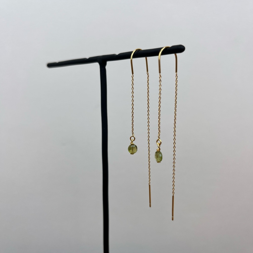 [GAR-BOBI-BO-02] Boucles d'oreilles 'Bobi' - Laiton & Plaqué Or - Pierre Naturelle - By Garance