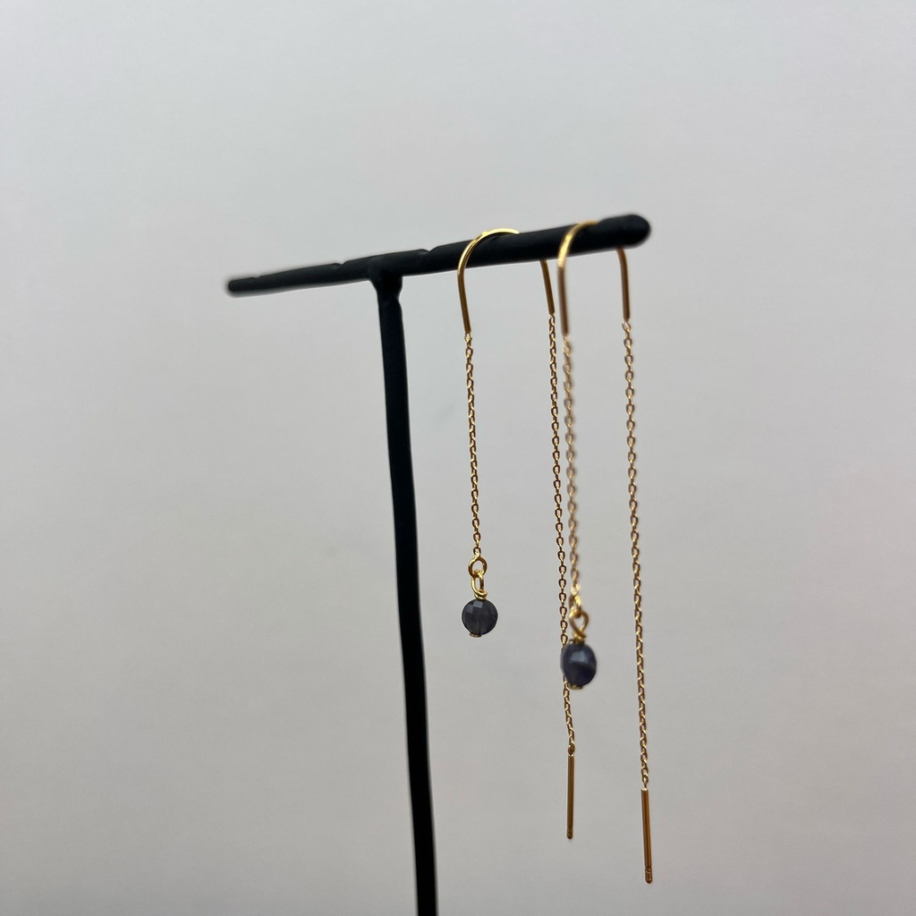 [GAR-BOBI-BO-05] Boucles d'oreilles 'Bobi' - Laiton & Plaqué Or - Pierre Naturelle - By Garance
