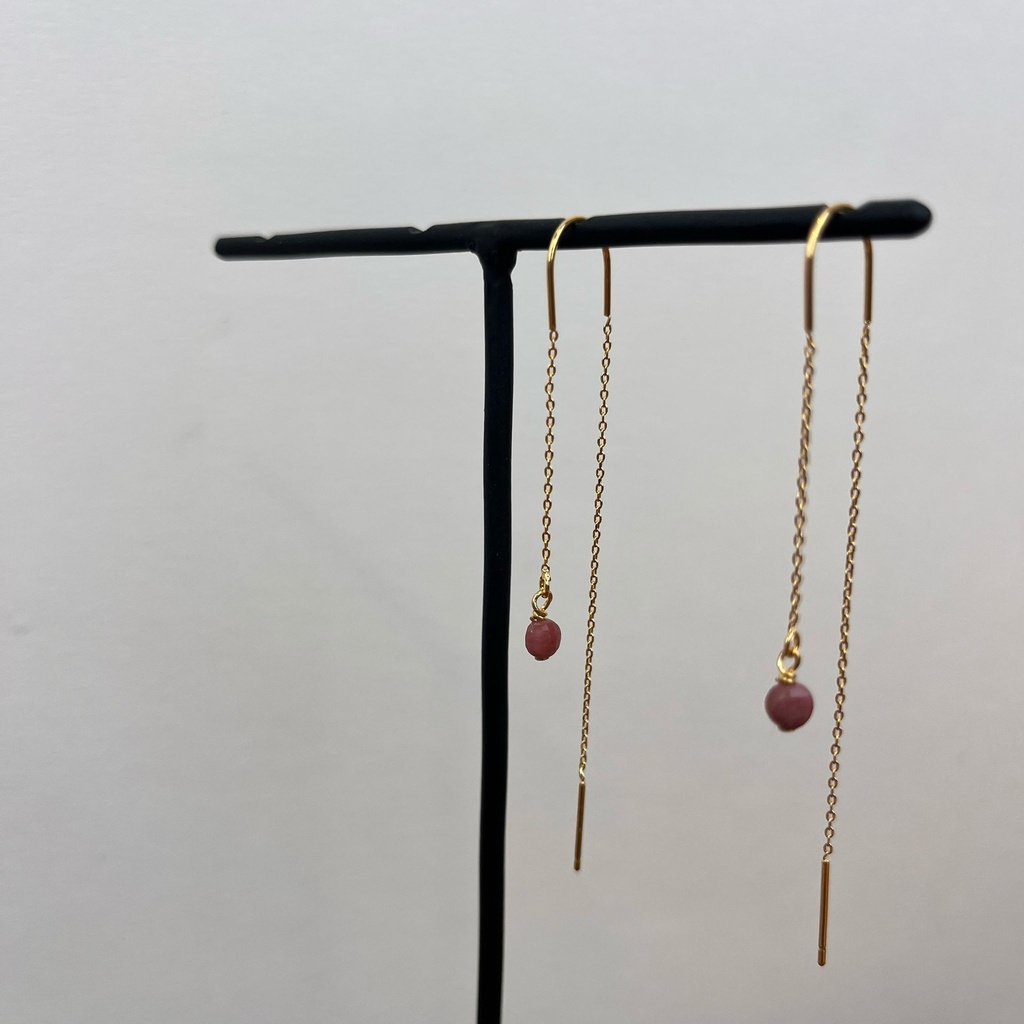 [GAR-BOBI-BO-06] Boucles d'oreilles 'Bobi' - Laiton & Plaqué Or - Pierre Naturelle - By Garance