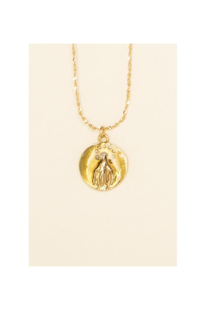 [GAR-HILA-CO-04] Collier 'Hila' - Acier Inoxydable, Laiton & Plaqué Or - Pierre Naturelle - By Garance
