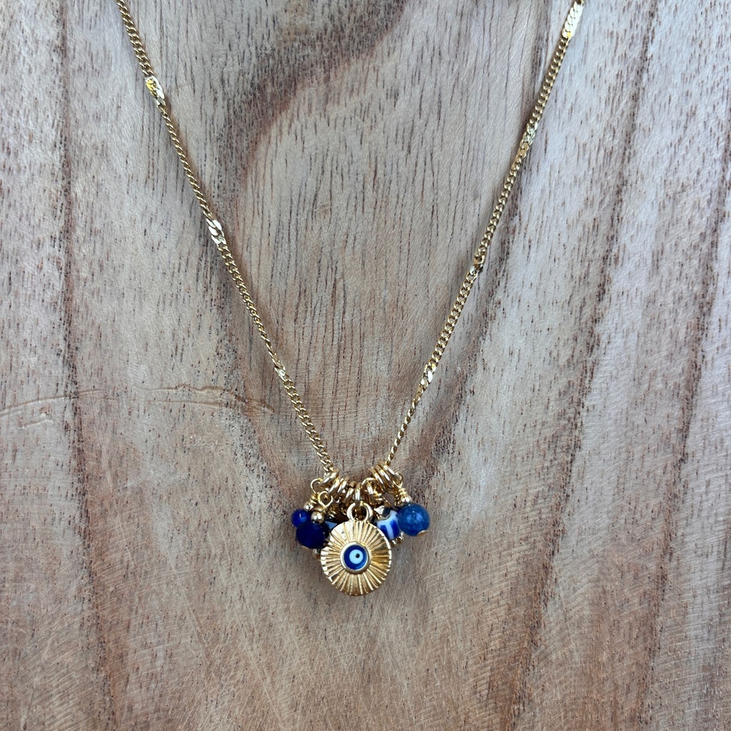 [GAR-NAIA-CO-02] Collier 'Naia' - Acier Inoxydable, Laiton & Plaqué Or - Pierre Naturelle - By Garance