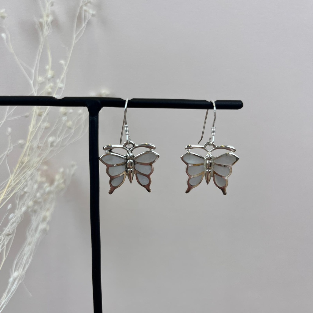 [BOAR-1726] Boucles d'oreilles 'Papillon' Argent 925 - Nacre [1726]