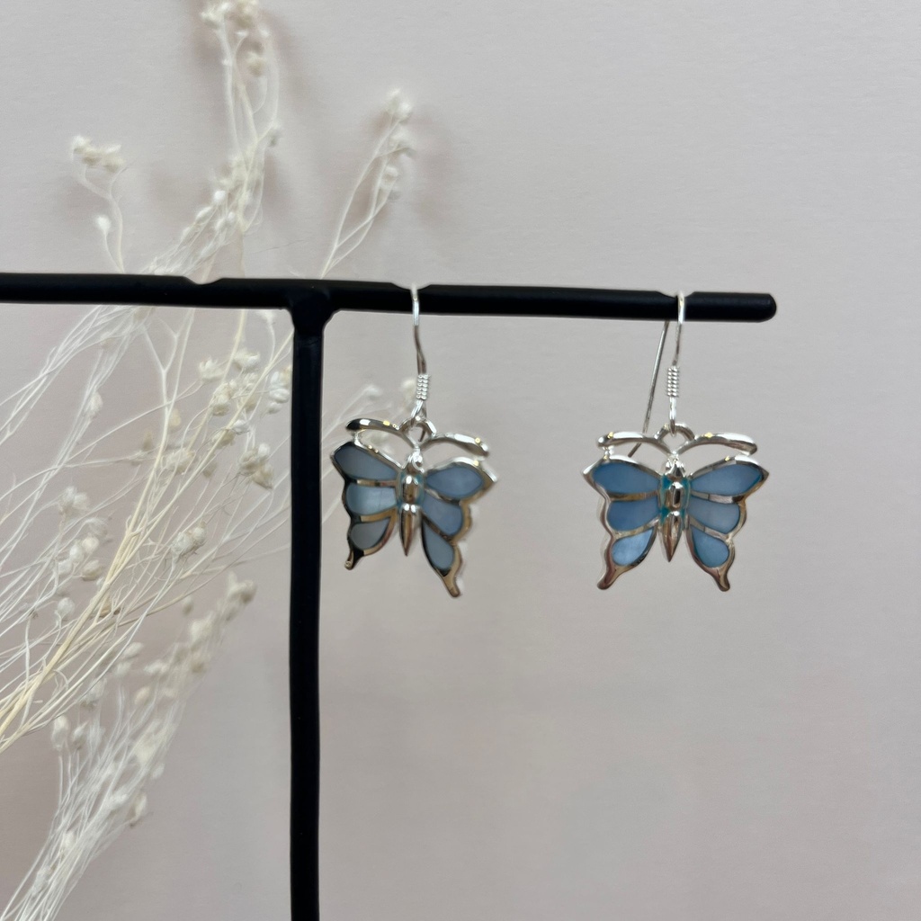 [BOAR-1727] Boucles d'oreilles 'Papillon' Argent 925 - Nacre [1727]