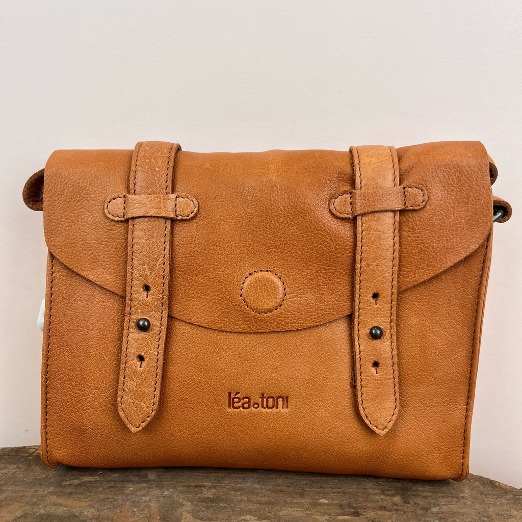[LEA-MINIAPO-BPF-COGNA] Sac à main 'Mini apolline' Cognac - Léa Toni