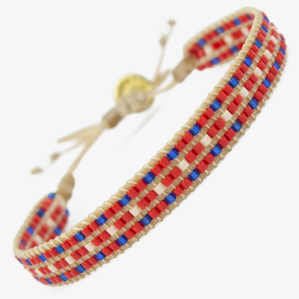[GUANA-G11E-10012-3-0101] Bracelet MultiStrass - Rouge & Bleu 