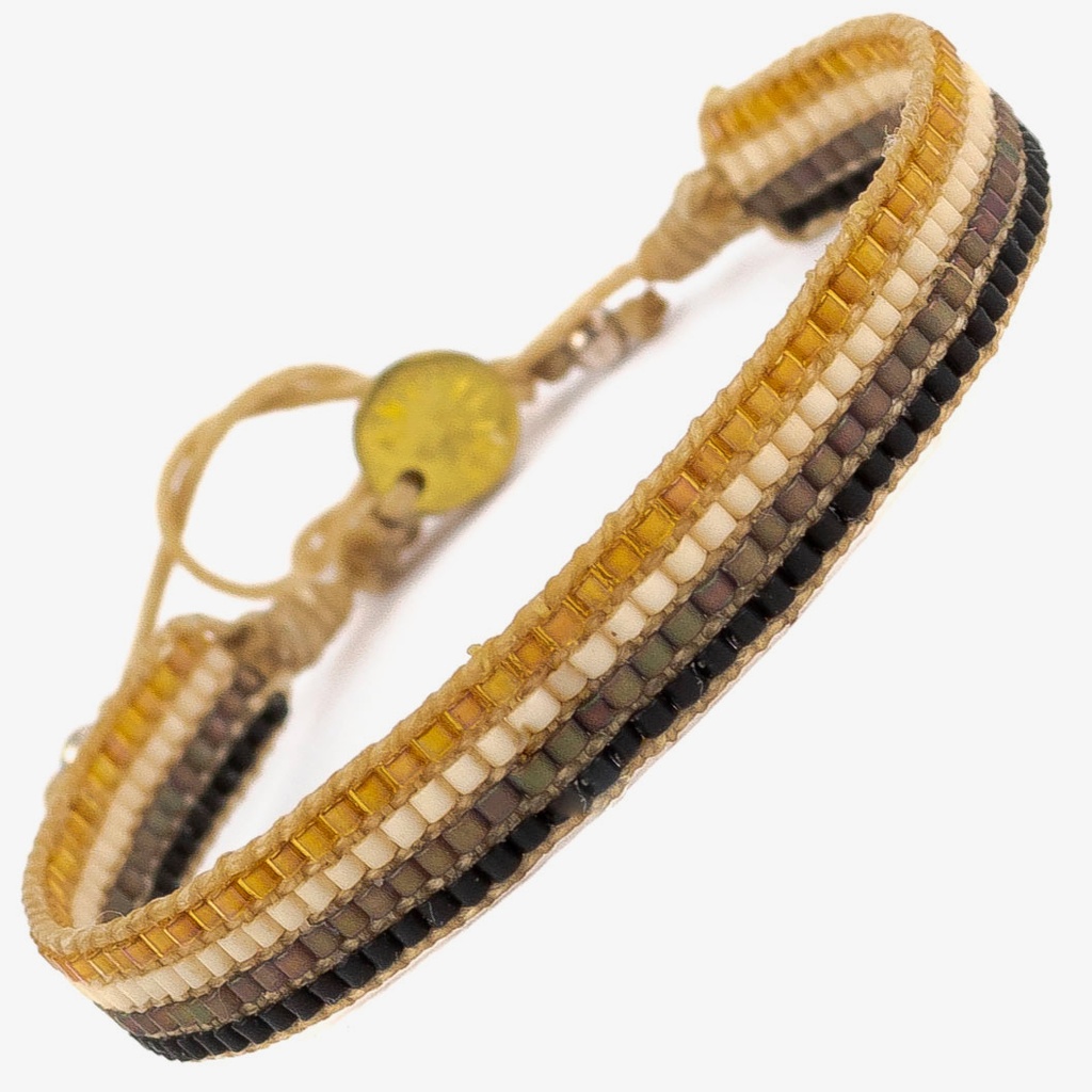 [GUANA-G11E-10012-4-0155] Bracelet MultiStrass - Orange & Beige 