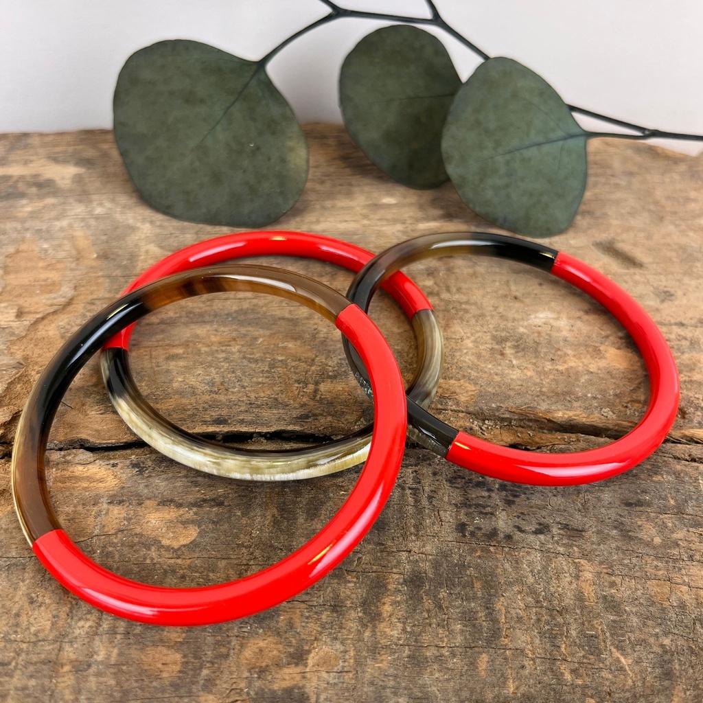 [SOYA-0063-LQB109-SMALL] Jonc - Rouge - Small - Corne de buffle & laque - Soyang