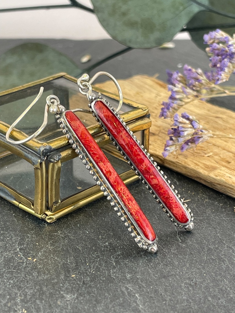 [BOAR-1843] Boucles d'oreilles Argent 925 - Corail [1843]