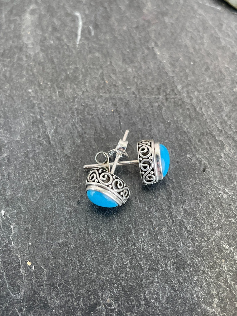 [BOAR-1876] Puces d'Oreilles Argent 925 - Turquoise [1876]