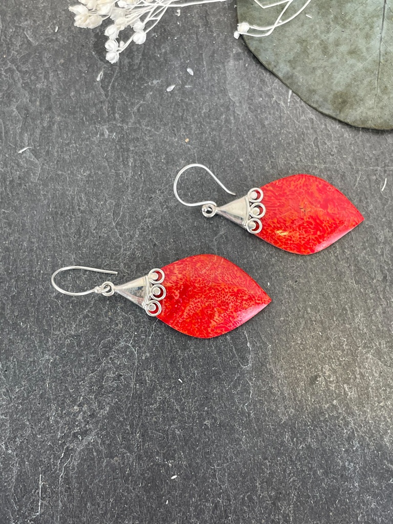 [BOAR-1902] Boucles d'oreilles Argent 925 - Corail [1902]
