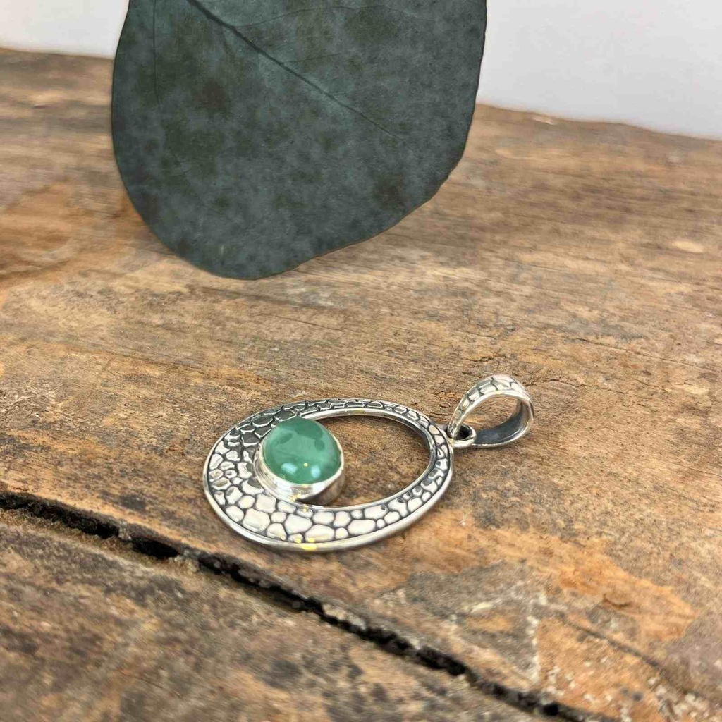[PEAR-0656] Pendentif Argent 925 - Agate Verte [0656]