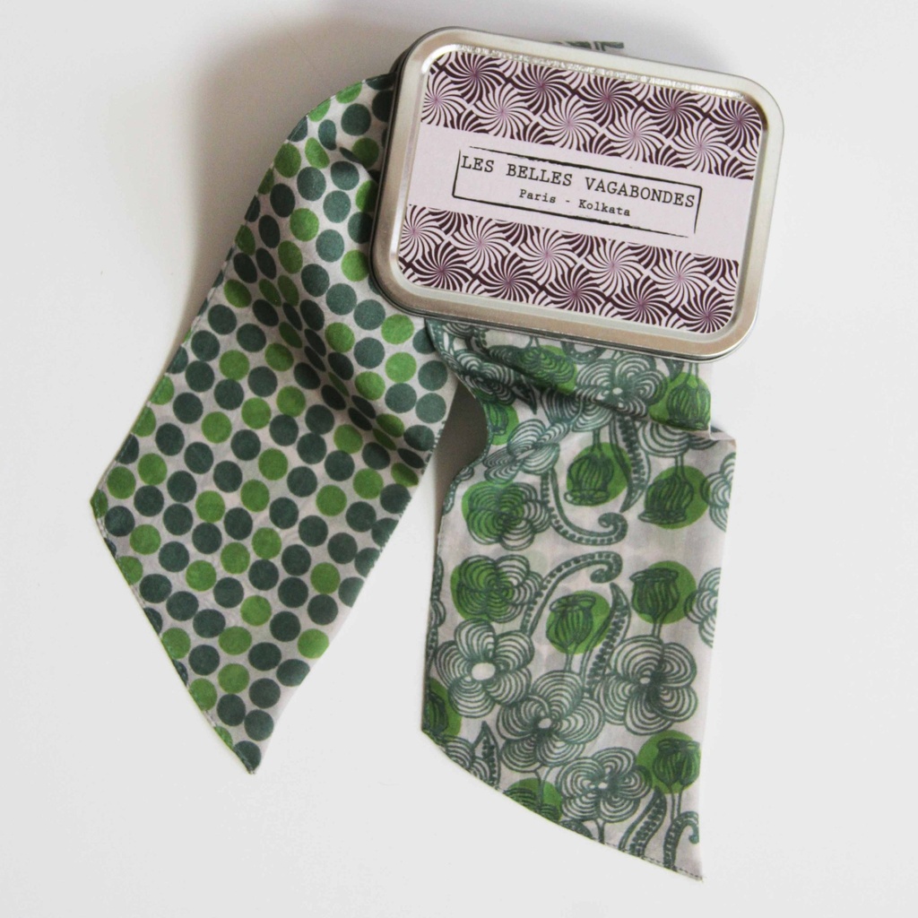 [LBV-0057] Bandeau 'Laos' Vert - Soie - Les Belles Vagabondes