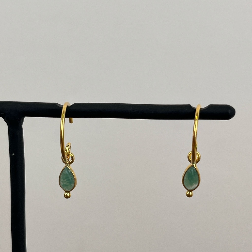 [MUJA-10740-GB-12] Boucles d'oreilles 'Baeus' - Plaqué Or - Aventurine - Muja Juma