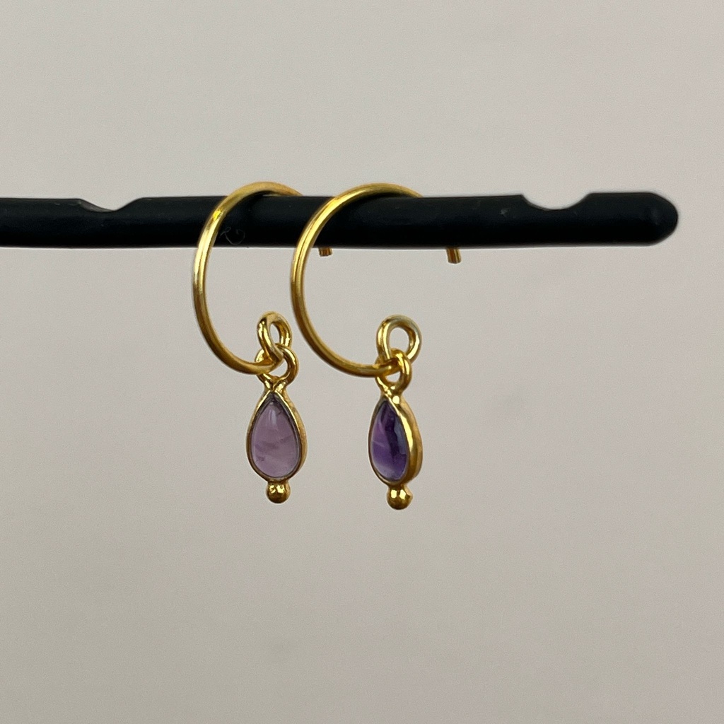 [MUJA-10740-GB-33] Boucles d'oreilles 'Baeus' - Plaqué Or - Améthyste - Muja Juma