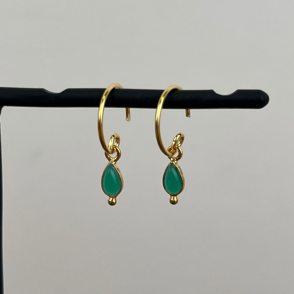 [MUJA-10740-GB-15] Boucles d'oreilles 'Baeus' - Plaqué Or - Agate verte - Muja Juma