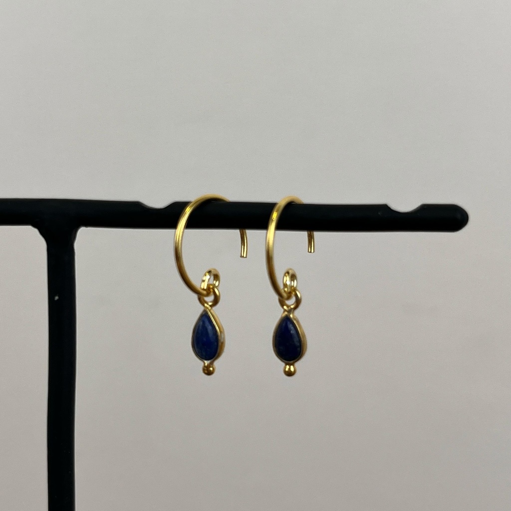 [MUJA-10740-GB-30] Boucles d'oreilles 'Baeus' - Plaqué Or - Lapis Lazuli - Muja Juma