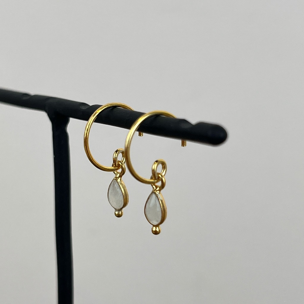 [MUJA-10740-GB-18] Boucles d'oreilles 'Baeus' - Plaqué Or - Opale rose - Muja Juma