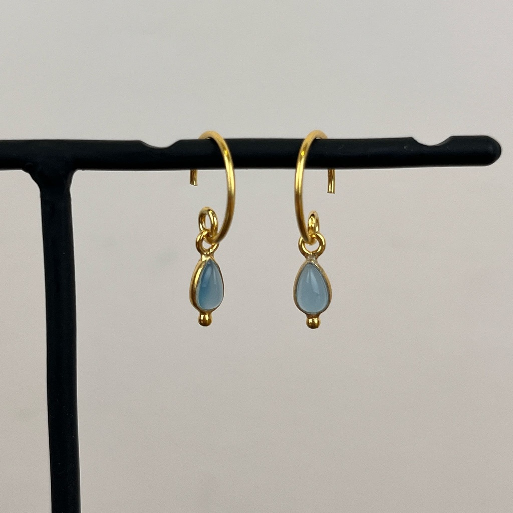 [MUJA-10740-GB-31] Boucles d'oreilles 'Baeus' - Plaqué Or - Calcédoine - Muja Juma
