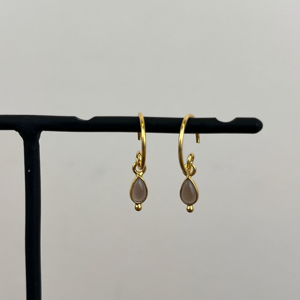 [MUJA-10740-GB-3] Boucles d'oreilles 'Baeus' - Plaqué Or - Quartz fumé - Muja Juma