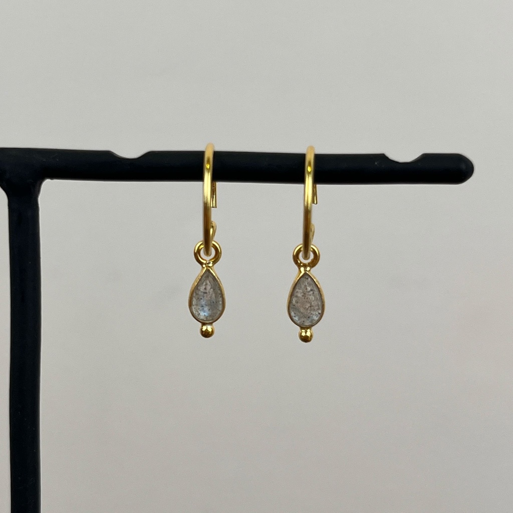 [MUJA-10740-GB-2] Boucles d'oreilles 'Baeus' - Plaqué Or - Labradorite - Muja Juma