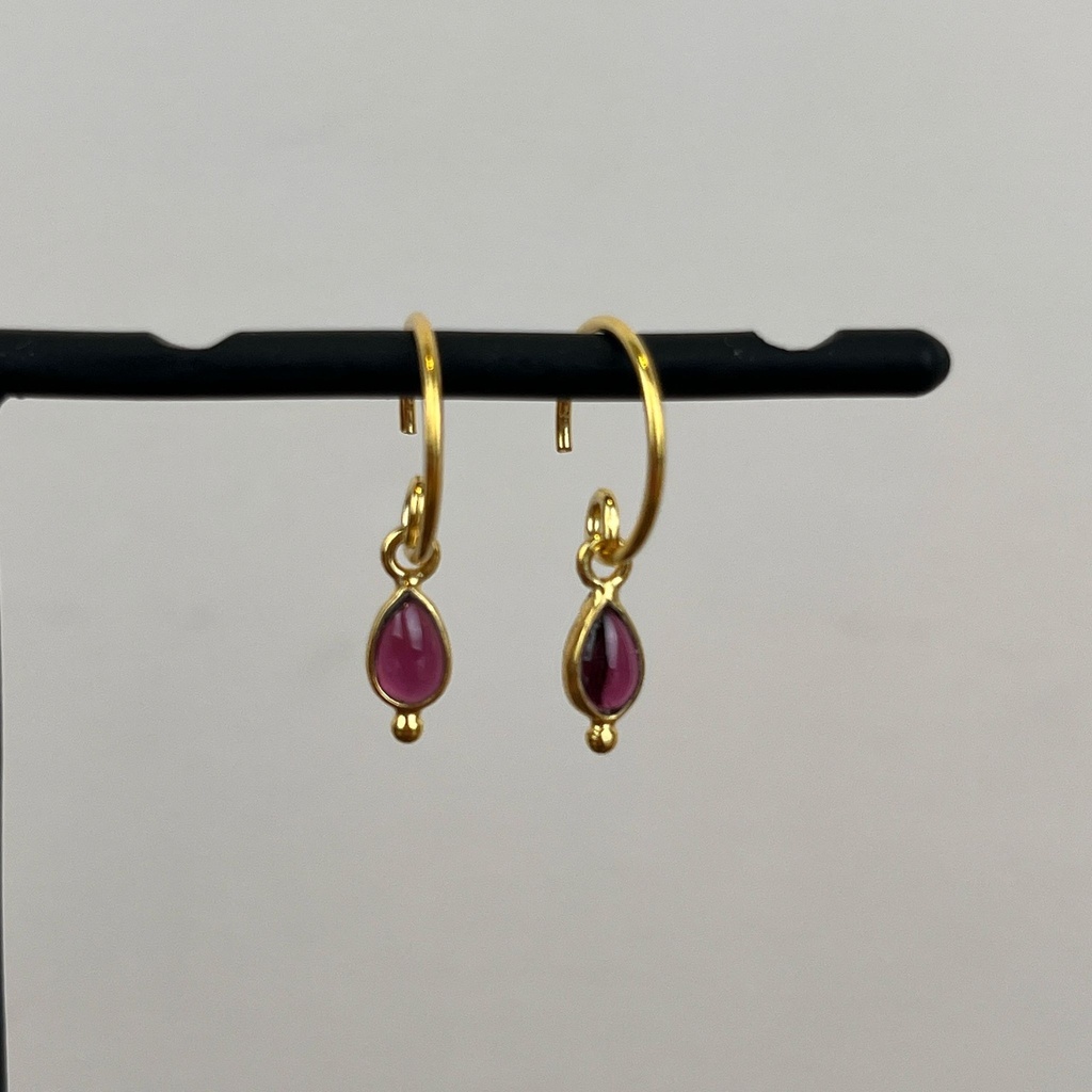 [MUJA-10740-GB-8] Boucles d'oreilles 'Baeus' - Plaqué Or - Garnet - Muja Juma