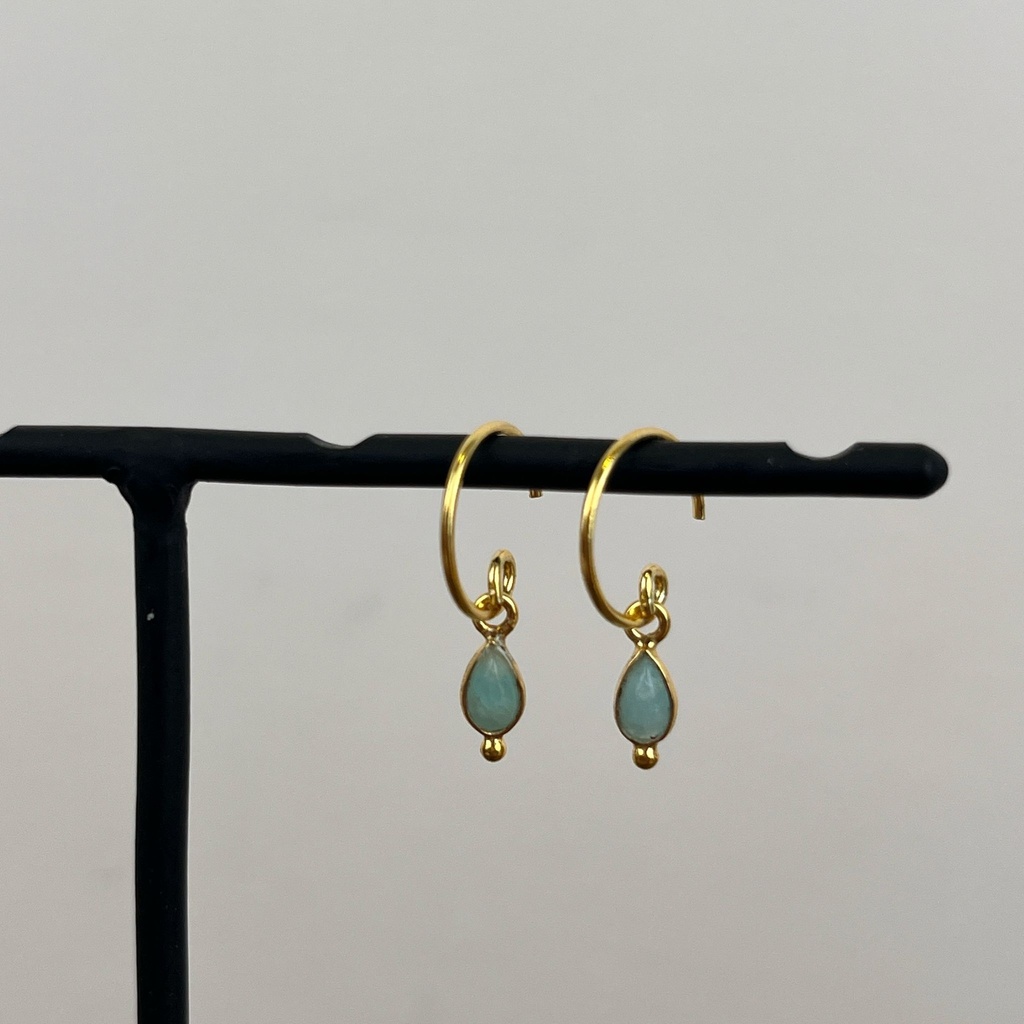 [MUJA-10740-GB-5] Boucles d'oreilles 'Baeus' - Plaqué Or - Amazonite - Muja Juma
