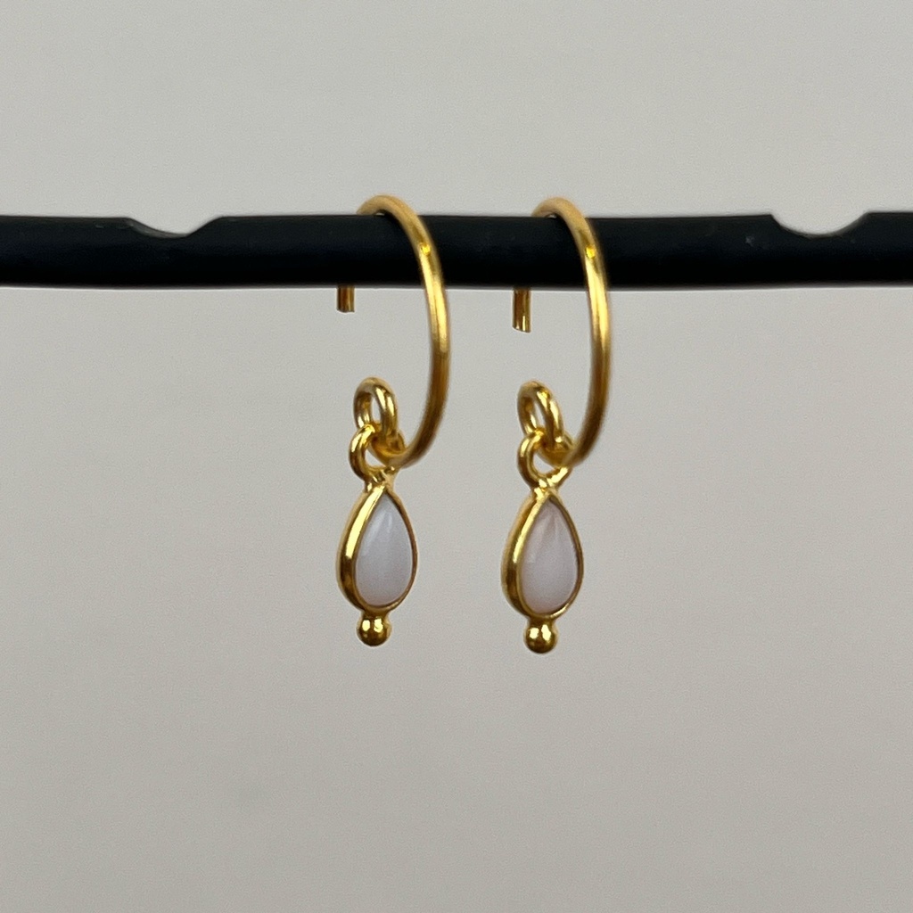 [MUJA-10740-GB-1] Boucles d'oreilles - Plaqué Or - Pierre de Lune - Muja Juma