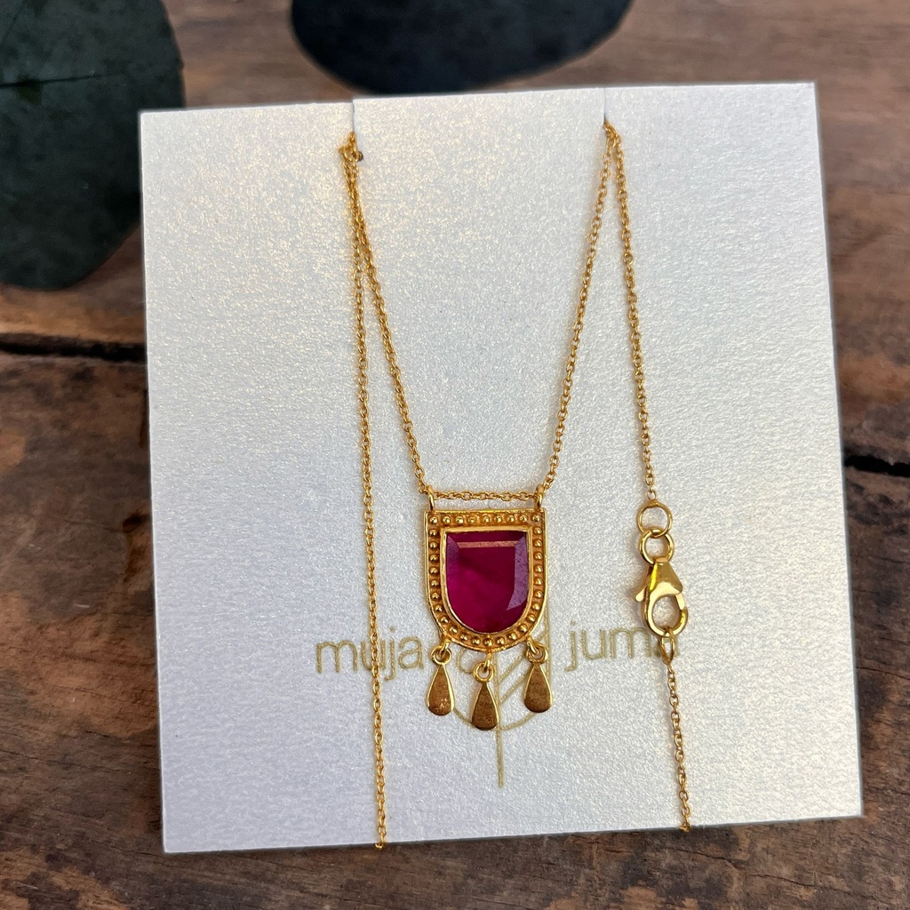 [MUJA-3630-GB-14] Collier 'Coccinelle' - Plaqué Or - Ruby - Muja Juma