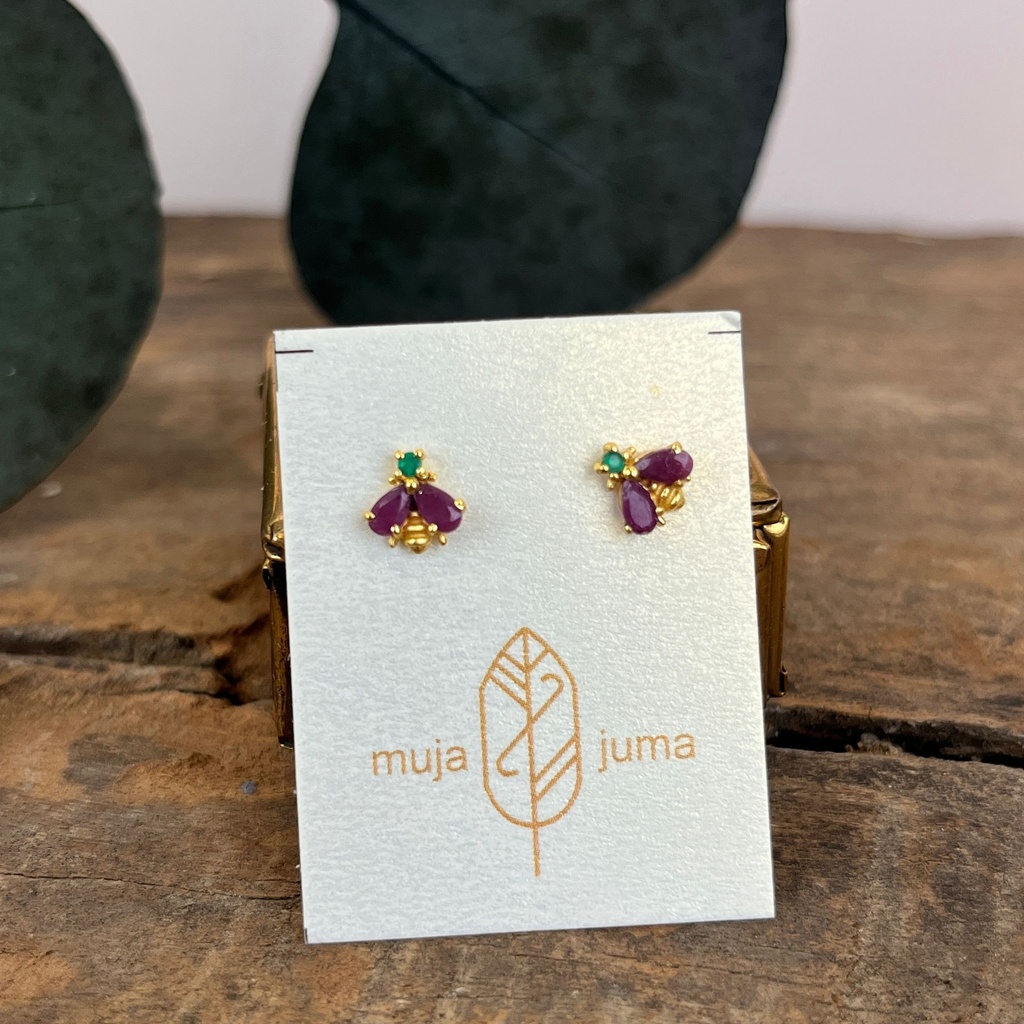 [MUJA-10792-GB-14] Boucles d'oreilles - Plaqué Or - Rubis - Muja Juma
