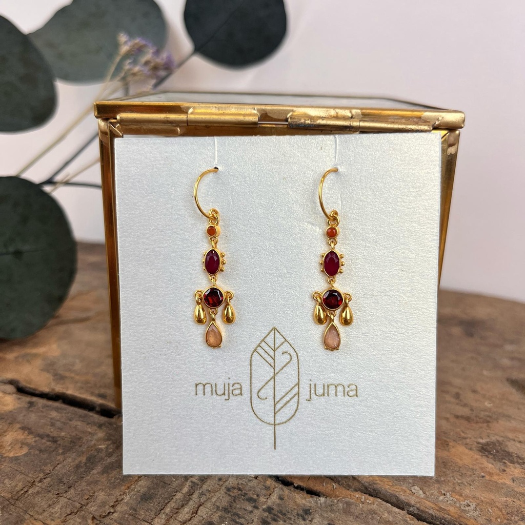 [MUJA-10698-GB-14] Boucles d'oreilles - Plaqué Or - Rubis - Muja Juma
