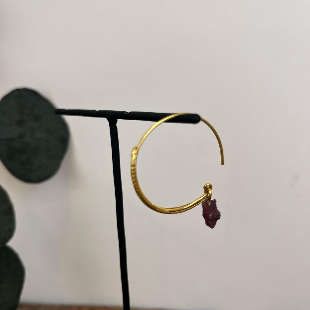 [MUJA-10731-GB-14] Boucles d'oreilles - Plaqué Or - Rubis - Muja Juma