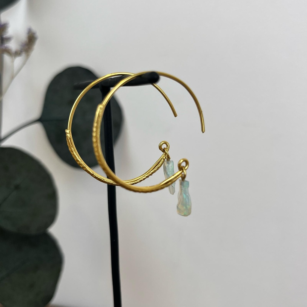 [MUJA-10731-GB-45] Boucles d'oreilles - Plaqué Or - Opale Blanche - Muja Juma