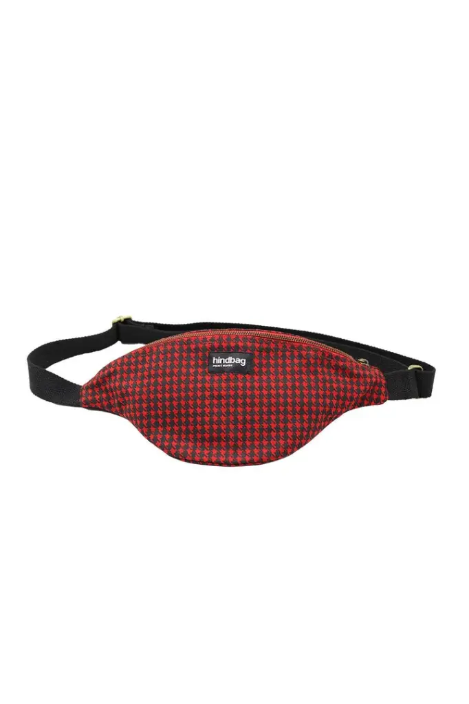 [HIND-7HINDOLI_PDP_NT] Sac banane 'Olivia' Pied de Poule Rouge - Hindbag
