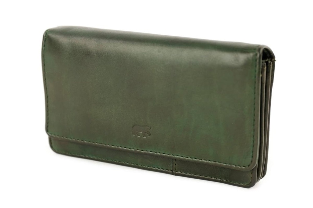 [BEAR-CL782-GREEN] Portefeuille 'Emma' Vert - Cuir - Bear Design