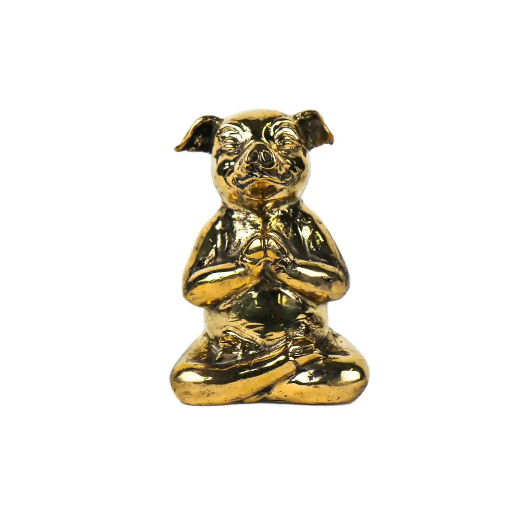 [PIGYOGBZ10-01] Cochon Yoga Bronze - Or - 10,5 x 7 x 6,5 cm
