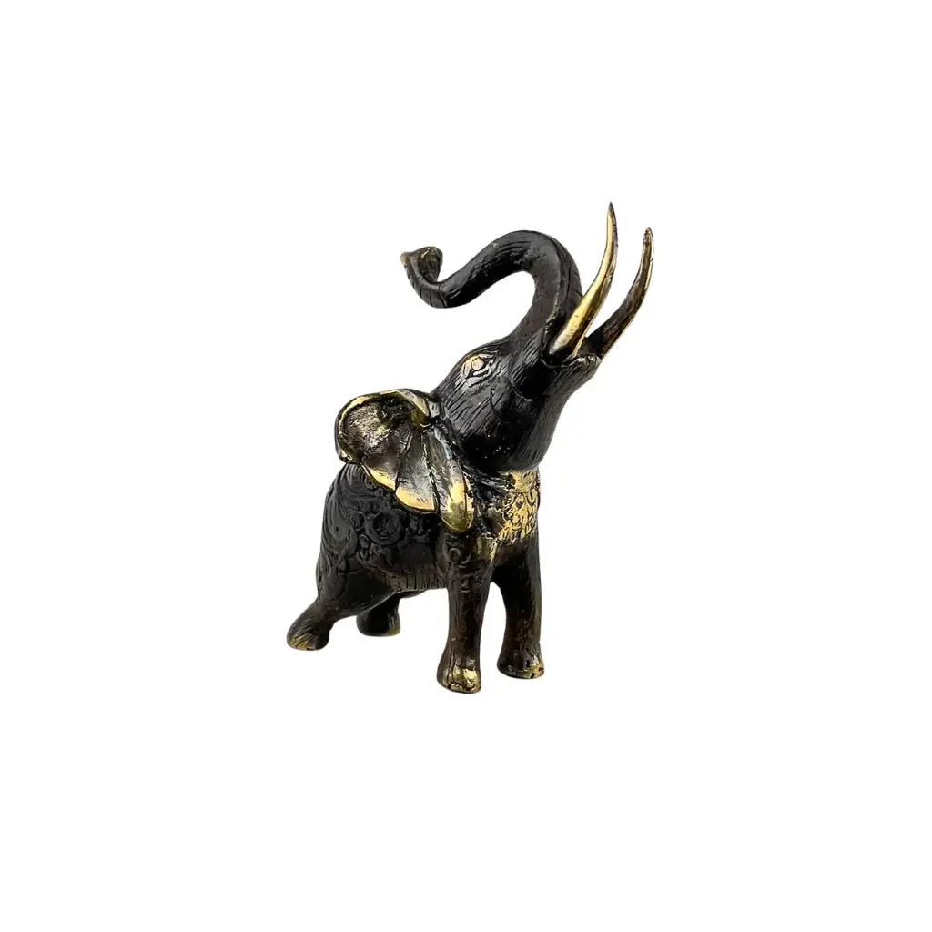 [ELBZ12] Eléphant Bronze - Noir & Or - 12 x 12 x 7 cm