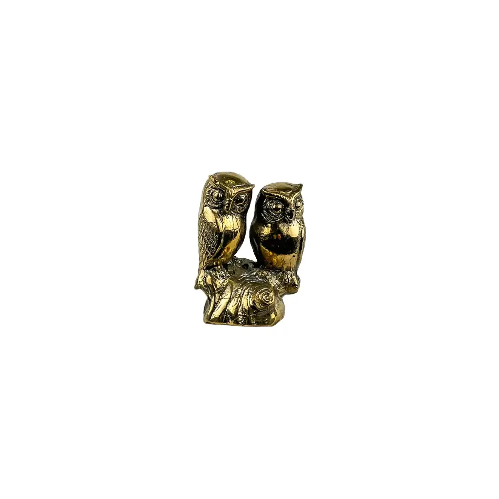 [OWLCOUPLBZ7] Hibou Couple Bronze - Or - 7 x 5,5 x 4,5 cm
