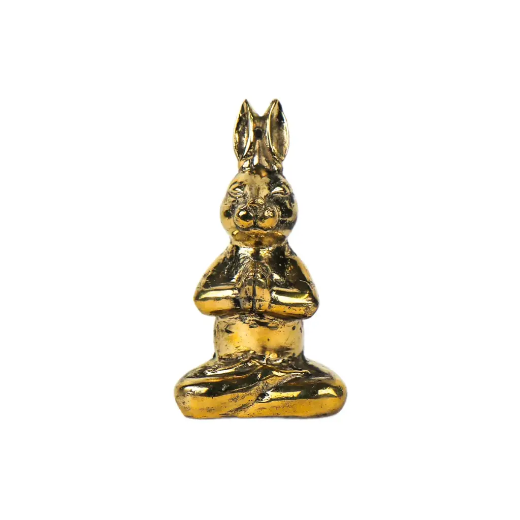 [RABBIYOGBZ13-01] Lapin Yoga Bronze - Or - 13,5 x 7 x 6,5 cm