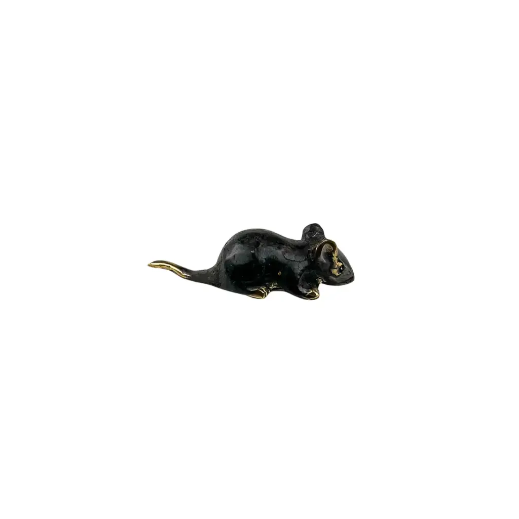 [MOUSEBZ3] Souris Bronze - Noir & Or - 3 x 10,5 x 3 cm