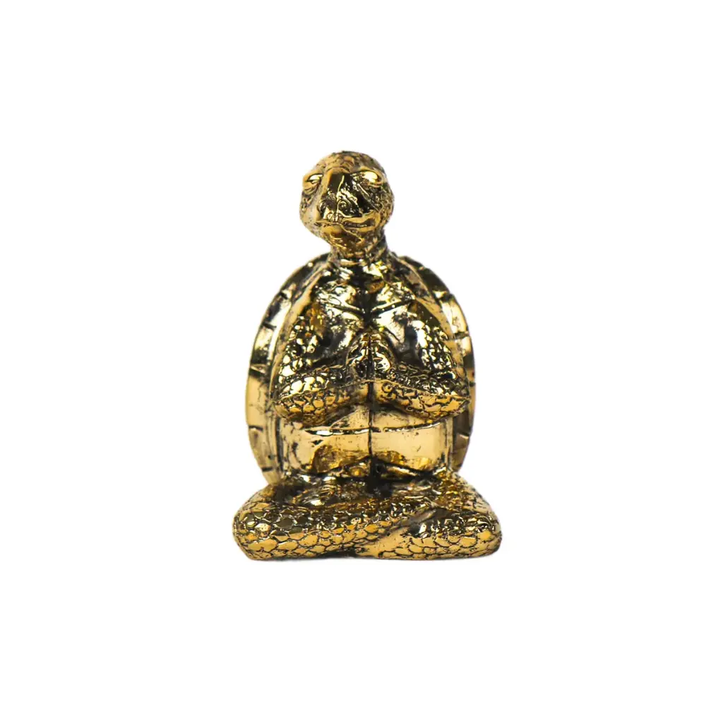 [TURTLYOGBZ10-01] Tortue Yoga Bronze - Or - 10,5 x 7 x 6,5 cm