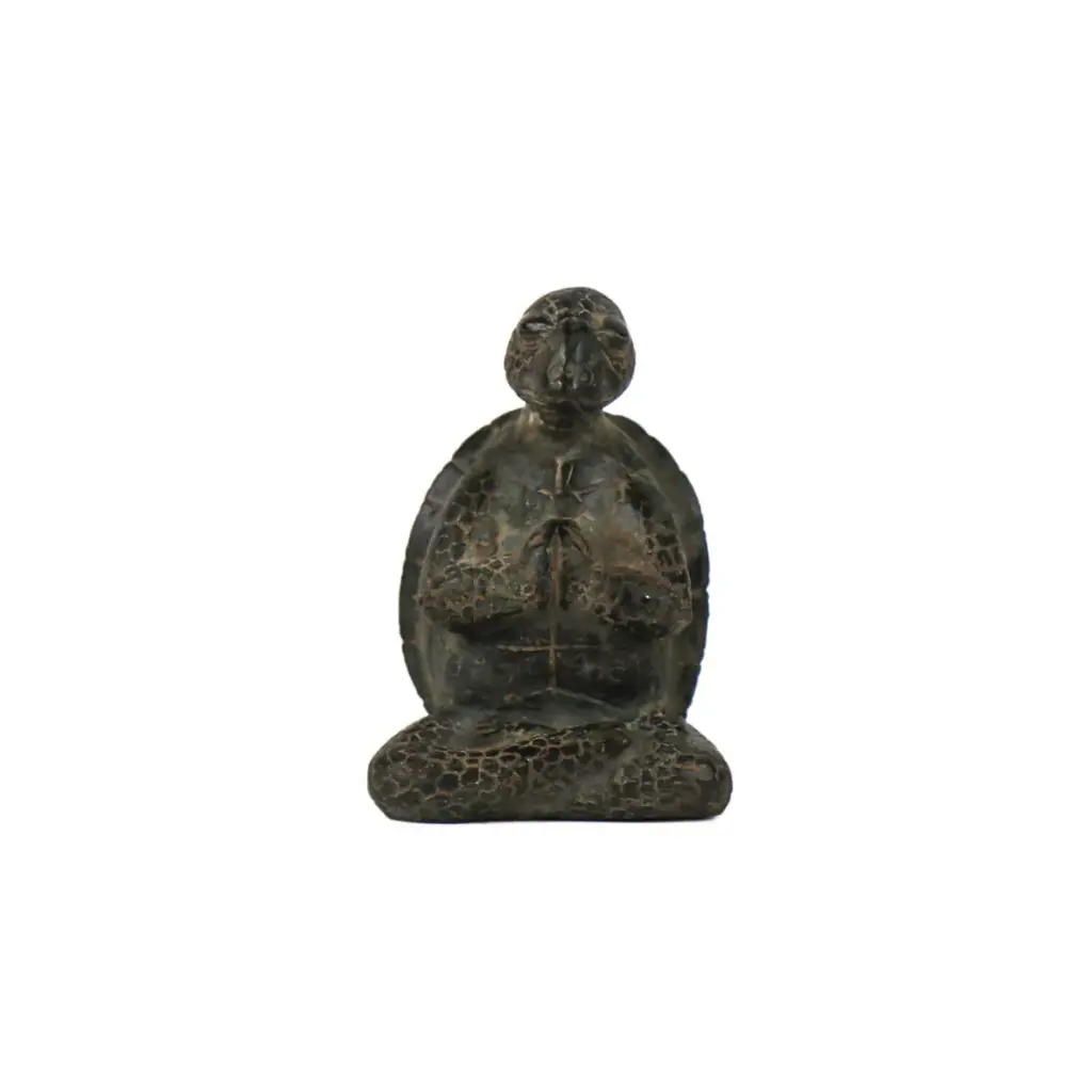 [TURTLYOGBZ10-03] Tortue Yoga Bronze - Vert Antique - 10,5 x 7 x 6,5 cm